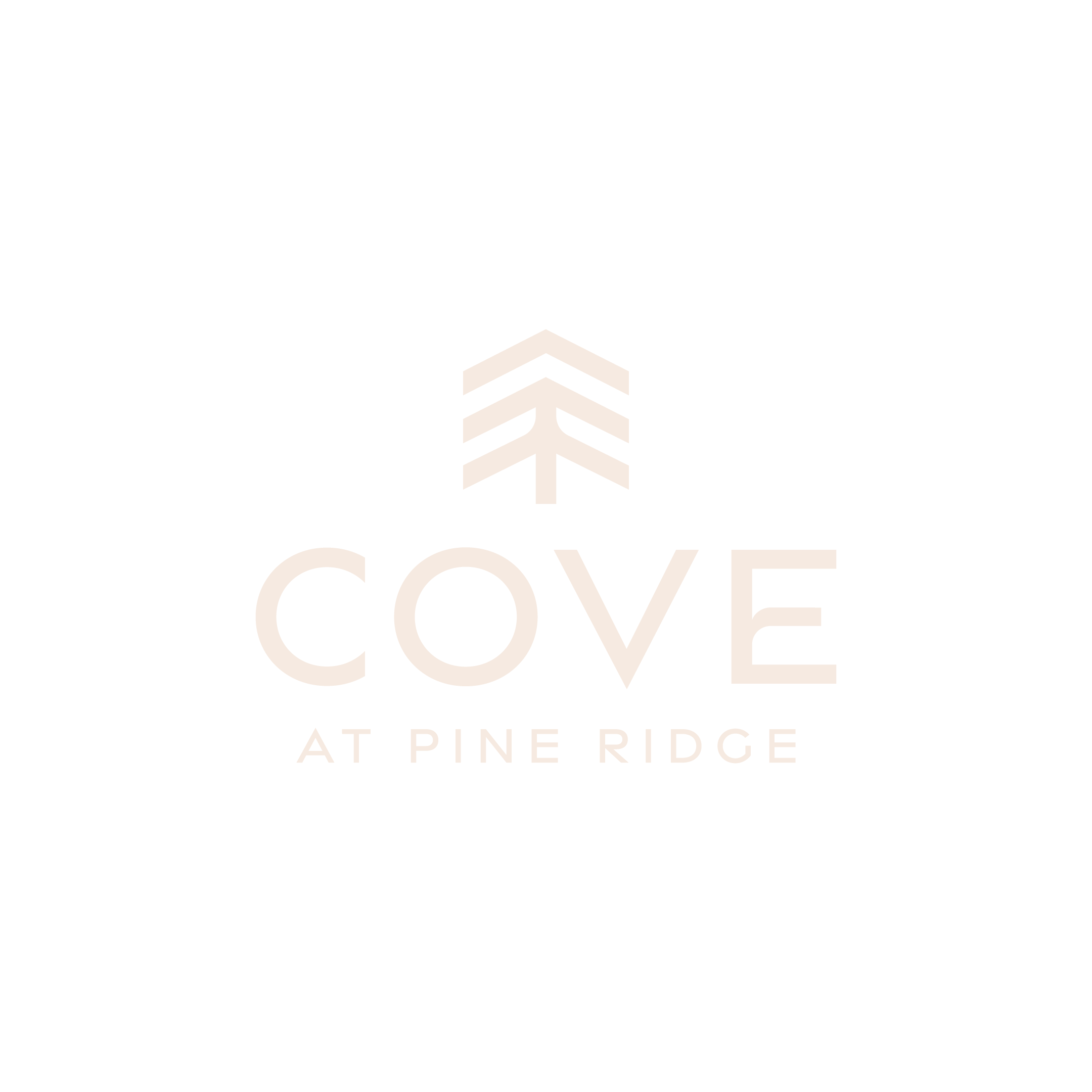 A logo with the text "COVE AT PINE RIDGE" in white on a black background.